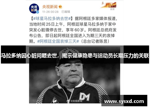 马拉多纳因心脏问题去世，揭示健康隐患与运动员长期压力的关联